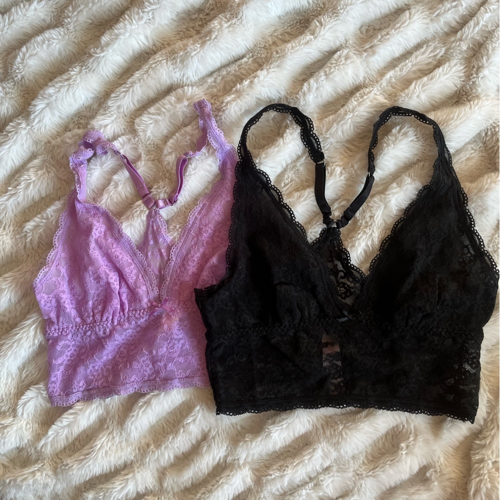 Victoria's Secret Lace Bralette Set - Black and Purple